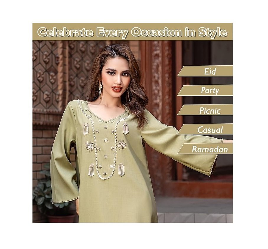 فستان اسلامي للنساء من قطعة واحدة باكمام طويلة